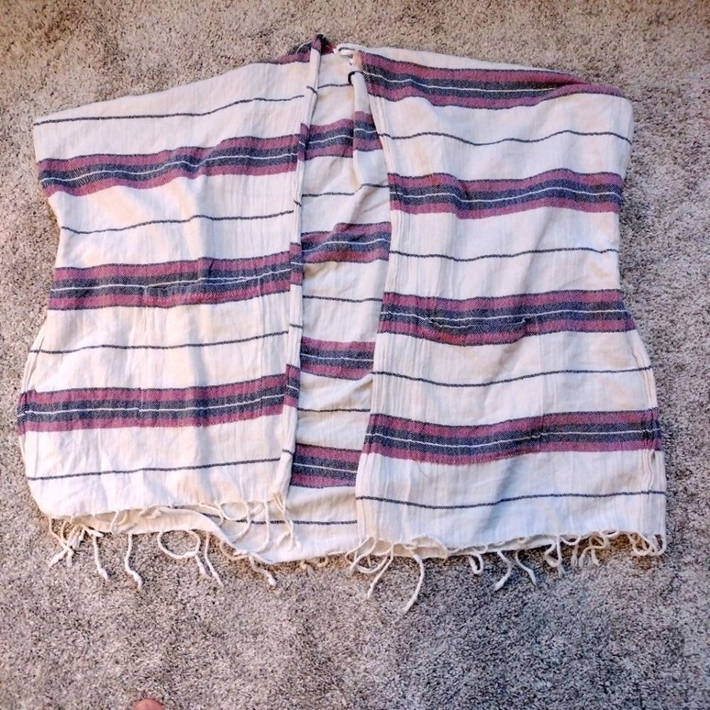 Abercrombie And Fitch Multicolored Striped Fringe Boho Kimono Duster O/S